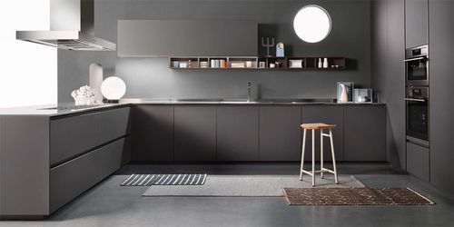 Cuisine contemporaine - ONE - ERNESTOMEDA - en acier / en bois / sans poignée