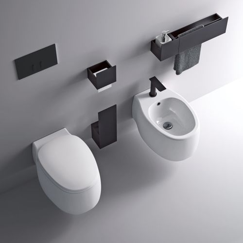 WC suspendu - PEAR 2 - AGAPE - en céramique / résidentiel / ovale