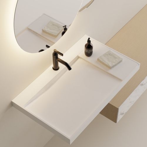 Vasque suspendue - Litorale - AGAPE - en Solid Surface / avec mitigeur / sur mesure
