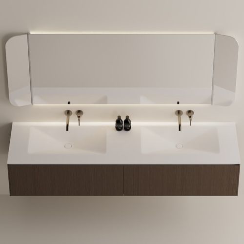 Vasque intégrée - Raso - AGAPE - en Solid Surface / avec plan intégré / sur mesure