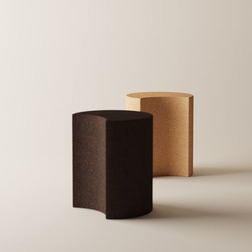 Tabouret contemporain - Vis-à-vis - AGAPE - en liège / avec piètement en liège / tapissé