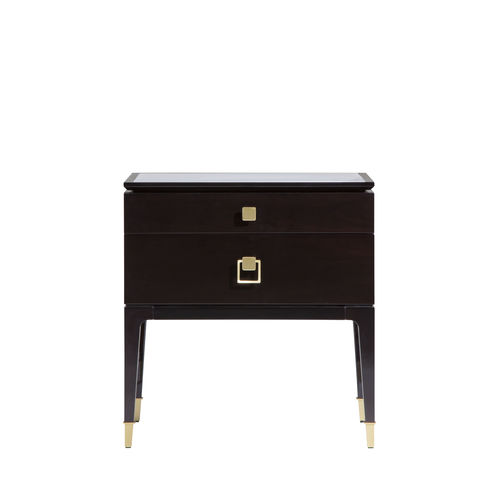 Table de chevet Art Déco - NARA NAR 10M - GALIMBERTI NINO - en noyer / avec piètement en noyer / avec piètement en laiton