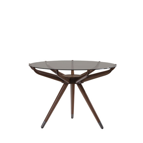Table basse contemporaine - CHARLI CHA 26B - GALIMBERTI NINO - en verre / avec piètement en bois / ronde