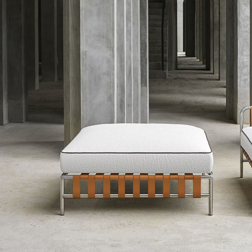 Pouf contemporain - ONSEN  - GANDIA BLASCO - en tissu déperlant / en simili cuir / en acier inoxydable