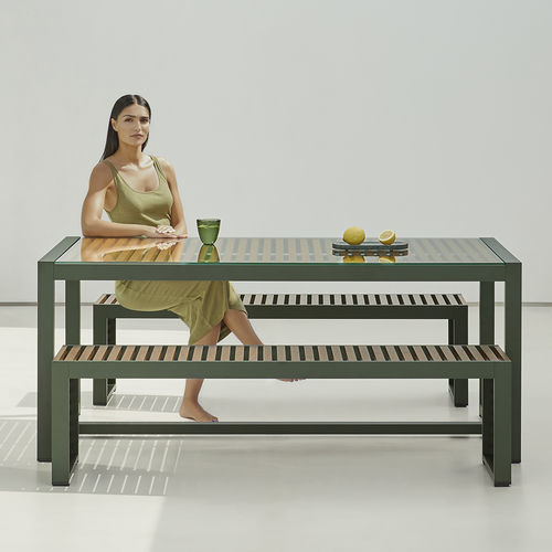 Table à manger contemporaine - DNA - GANDIA BLASCO - en verre / avec piètement en aluminium / avec piètement en aluminium anodisé
