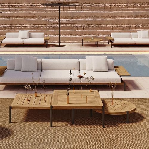 Table basse contemporaine - LADEMADERA - GANDIA BLASCO - en teck / avec piètement en aluminium thermolaqué / rectangulaire