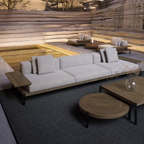 Canapé contemporain - LADEMADERA - GANDIA BLASCO - d'extérieur / en tissu déperlant / avec accoudoirs