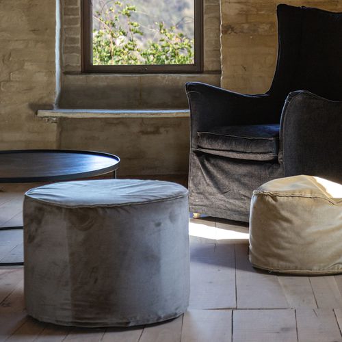 Pouf design - EASY - VILLEVENETE BY GATTI - en tissu / en bois / rond