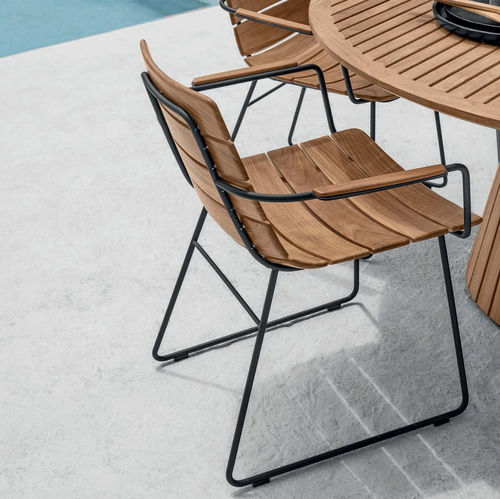 Chaise de salle à manger contemporaine - WILLIAM - GLOSTER - d'extérieur / en teck / avec piètement en acier inoxydable