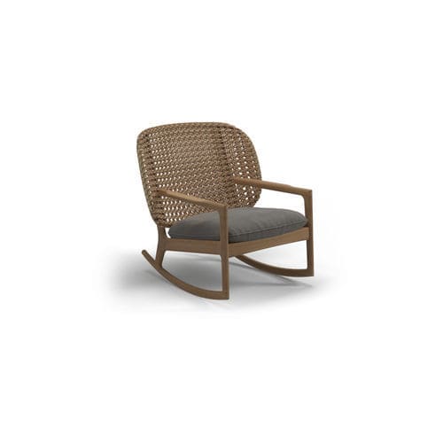 Fauteuil contemporain - KAY - GLOSTER - en tissu / en teck / avec coussin amovible