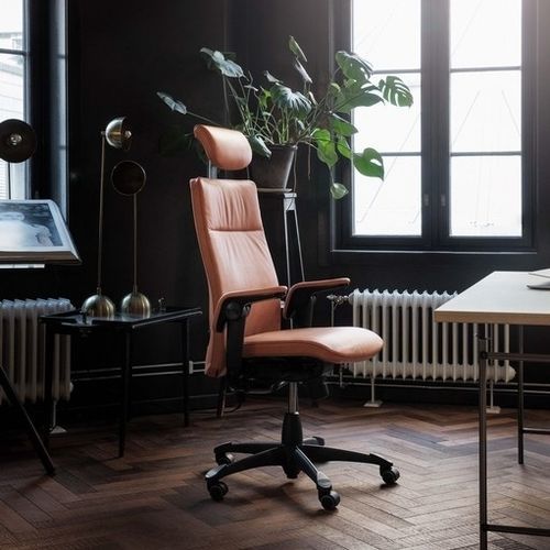 Fauteuil de direction contemporain - TRIBUTE 9031 - HÅG - en cuir / en aluminium / avec repose-tête