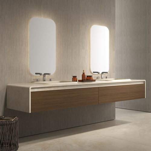 Meuble vasque double - MANTA - I CONCI - suspendu / en bois / contemporain