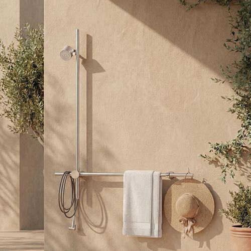 Douche d'extérieur de plage - FORMALIBERA - IB RUBINETTERIE - en ciment / en béton / en métal brossé