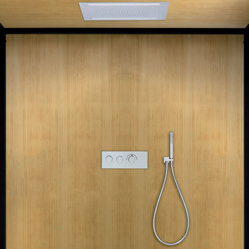 Pommeau de douche encastrable au plafond - AB200CC - IB RUBINETTERIE - rectangulaire / cascade / avec éclairage intégré