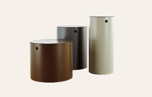 Table d'appoint contemporaine - THAIS - IVANO REDAELLI - en métal / en cuir / ronde