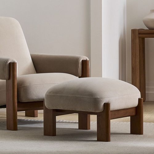 Ottoman contemporain - Nils - West Elm - en tissu / en bois massif / rectangulaire