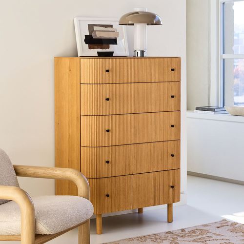 Commode haute - Ellington - West Elm - contemporaine / en chêne / en bois massif