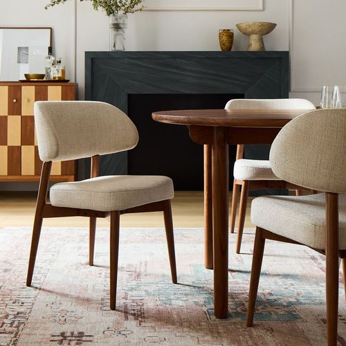 Chaise contemporaine - Hyde  - West Elm - d'intérieur / en tissu / en bois massif