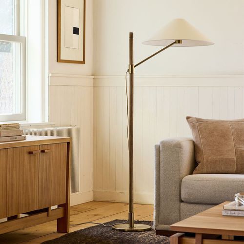 Lampe sur pied - Devon - West Elm - en métal / en tissu / en frêne