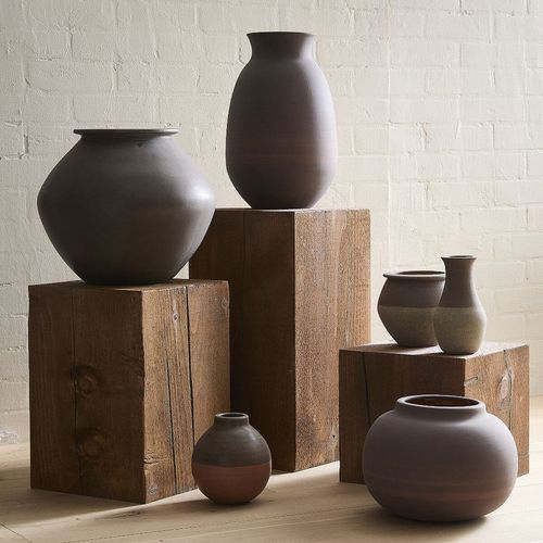 Vase contemporain - Sierra - West Elm - en céramique / fait main / gris