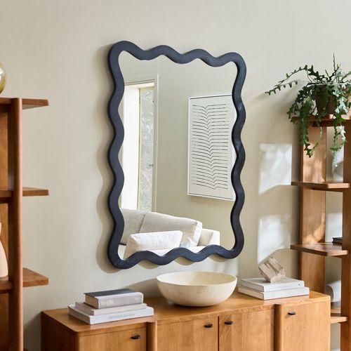 Miroir mural - Wavy  - West Elm - contemporain / en bois / noir