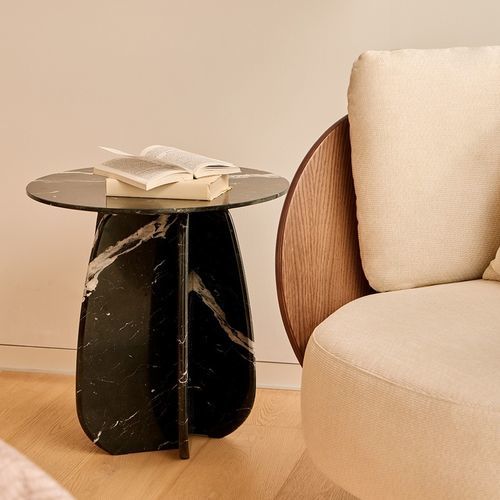 Table d'appoint contemporaine - CORAL - punt mobles - en noyer / avec piètement en noyer / ronde