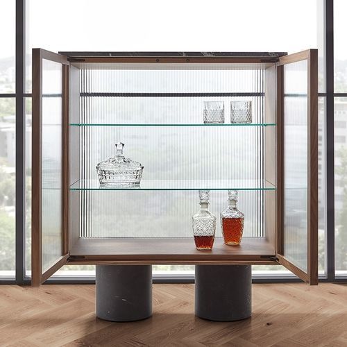 Buffet sur pieds hauts - RIO - punt mobles - contemporain / en noyer / en verre