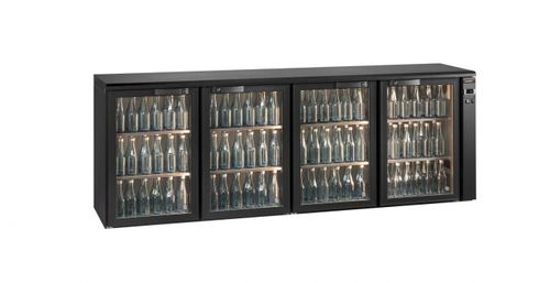 Armoire à Boissons Professionnelle 370L - Porte Vitrée, Refroidissement Ventilé +1°C à +10°C - Éclairage LED & Canopy Pub - Noir - Sur Roues