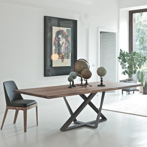 Table contemporaine - MILLENNIUM - BONTEMPI CASA - en métal laqué / en béton / en placage de bois