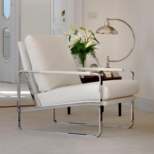 Fauteuil contemporain - CLARISSA - BONTEMPI CASA - en cuir / en tissu / en métal laqué