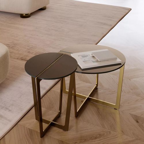 Table basse contemporaine - CROSS MINI - BONTEMPI CASA - en métal laqué / en verre / en marbre