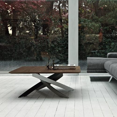 Table basse contemporaine - ARTISTICO - BONTEMPI CASA - en métal laqué / en placage de bois / en cristal