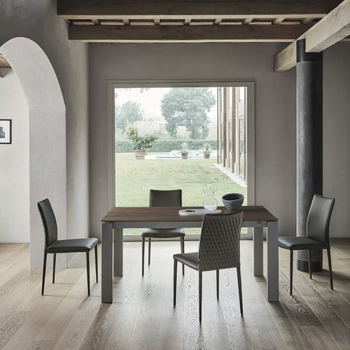 Table à manger contemporaine - TOM - BONTEMPI CASA - en métal / en métal laqué / en placage de bois