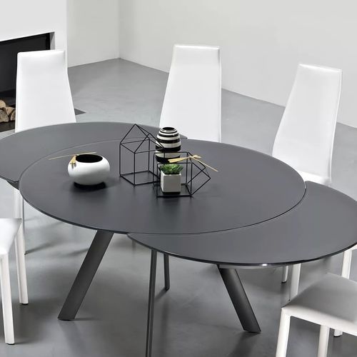 Table contemporaine - GIRO - BONTEMPI CASA - en verre / ronde / à rallonge