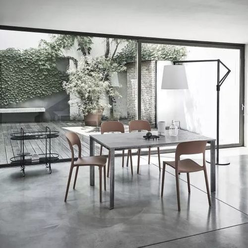 Table contemporaine - DUBLINO  - BONTEMPI CASA - en verre / en métal / en stratifié
