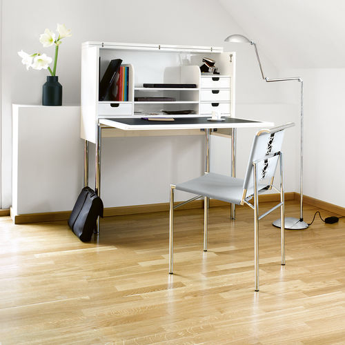 Chaise contemporaine - ROQUEBRUNE  - CLASSICON - d'intérieur / en cuir / avec piètement en acier chromé