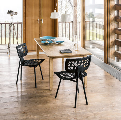 Chaise contemporaine - A&euml;rias - CLASSICON - d'intérieur / en cuir / avec piètement en acier à revêtement par poudre