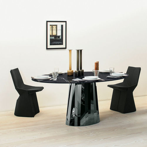 Table contemporaine - PLI  - CLASSICON - en verre / en marbre / avec piètement en acier inoxydable poli