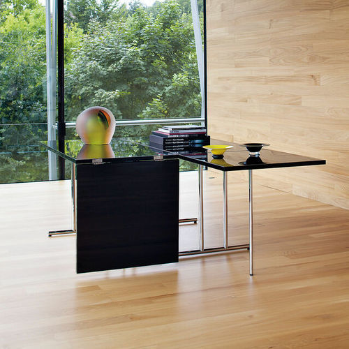 Table à manger contemporaine - LOU PEROU - CLASSICON - en MDF laqué / avec piètement en acier chromé / rectangulaire