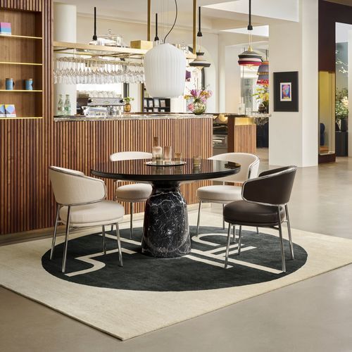 Table à manger contemporaine - BELL - CLASSICON - en laiton / en acier / en verre