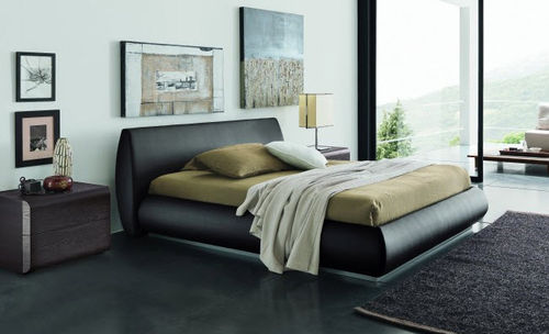 Lit double - LUX - VITTORIA - contemporain / avec base de rangement / en cuir