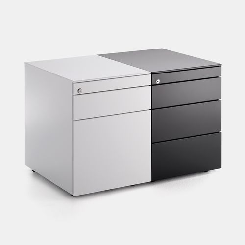 Caisson de bureau en métal - MDF Italia - à 3 tiroirs / à roulettes / modulaire