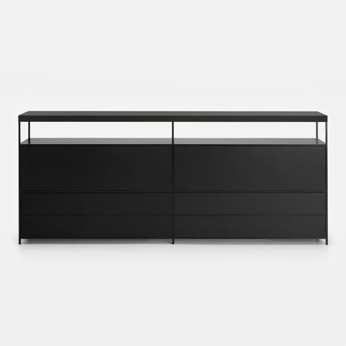 Buffet contemporain - MINIMA 3.0 - MDF Italia - en noyer / en contreplaqué / avec tiroirs