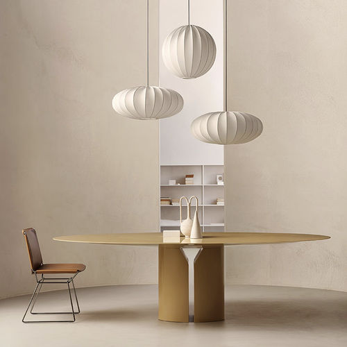 Table contemporaine - NVL - MDF Italia - en bois laqué / en marbre / avec piètement en bois laqué