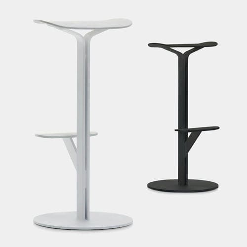 Tabouret de bar contemporain - DUETTO - MDF Italia - en polypropylène / avec piètement en acier peint / piètement central