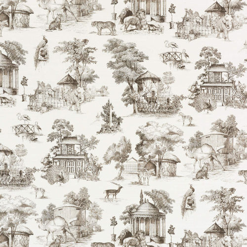 Papier peint design original - LA MENAGERIE  - PIERRE FREY tissus - en soie / à motif / gris