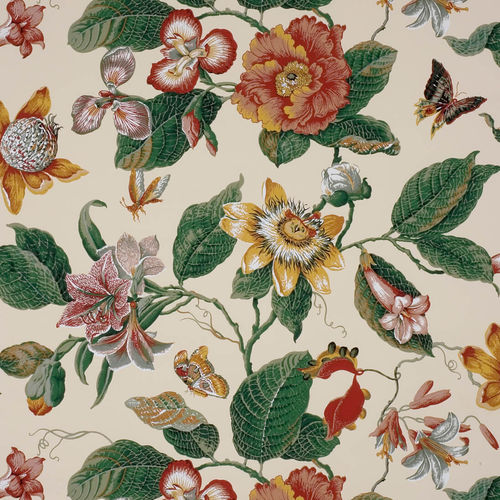 Papier peint classique - ODALYS  - PIERRE FREY tissus - à motif floral / vert / rouge