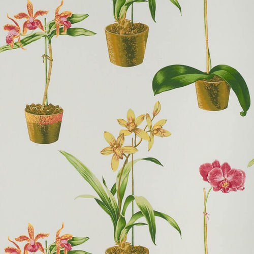 Papier peint contemporain - KEISHO  - PIERRE FREY tissus - à motif floral / imprimé à la main / en rouleau