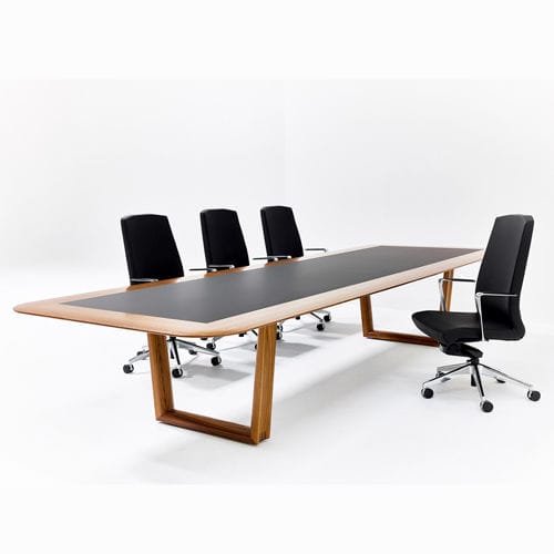 Table de réunion contemporaine - PLEXUS - Nienkamper - en bois / avec piètement en aluminium / rectangulaire
