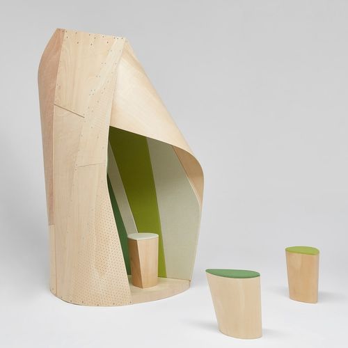 Tabouret de bureau contemporain - PATKAU TEAR DROP - Nienkamper - en tissu / en cuir / avec piètement en bois